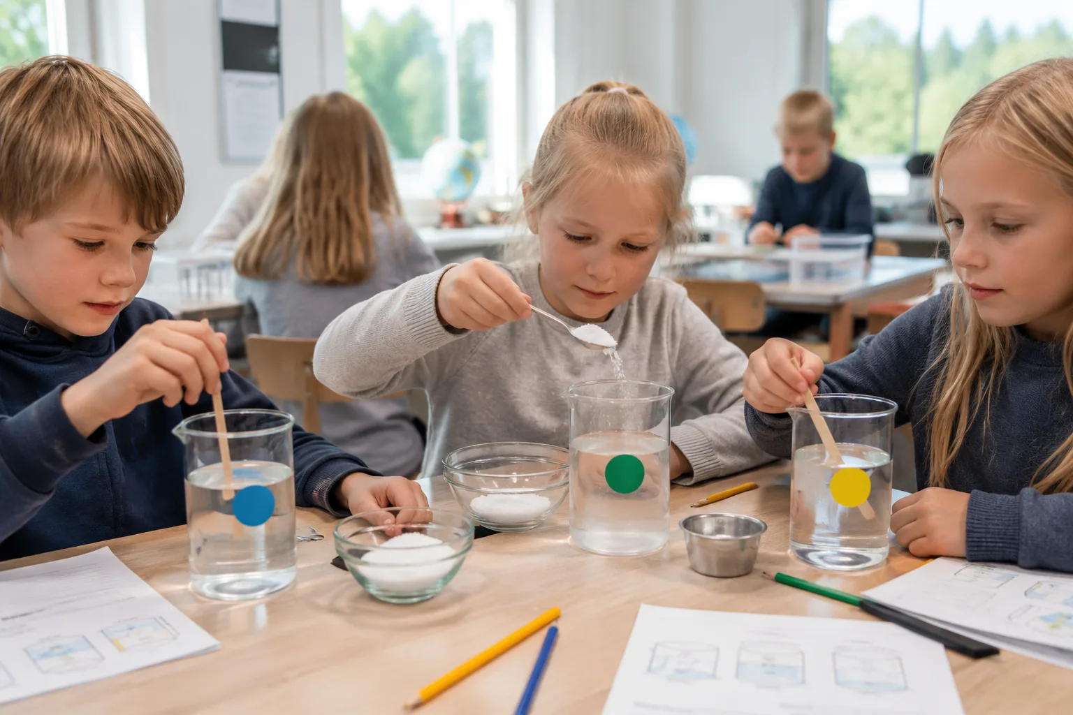Eksperiment med vann og salt i naturfag på barneskolen