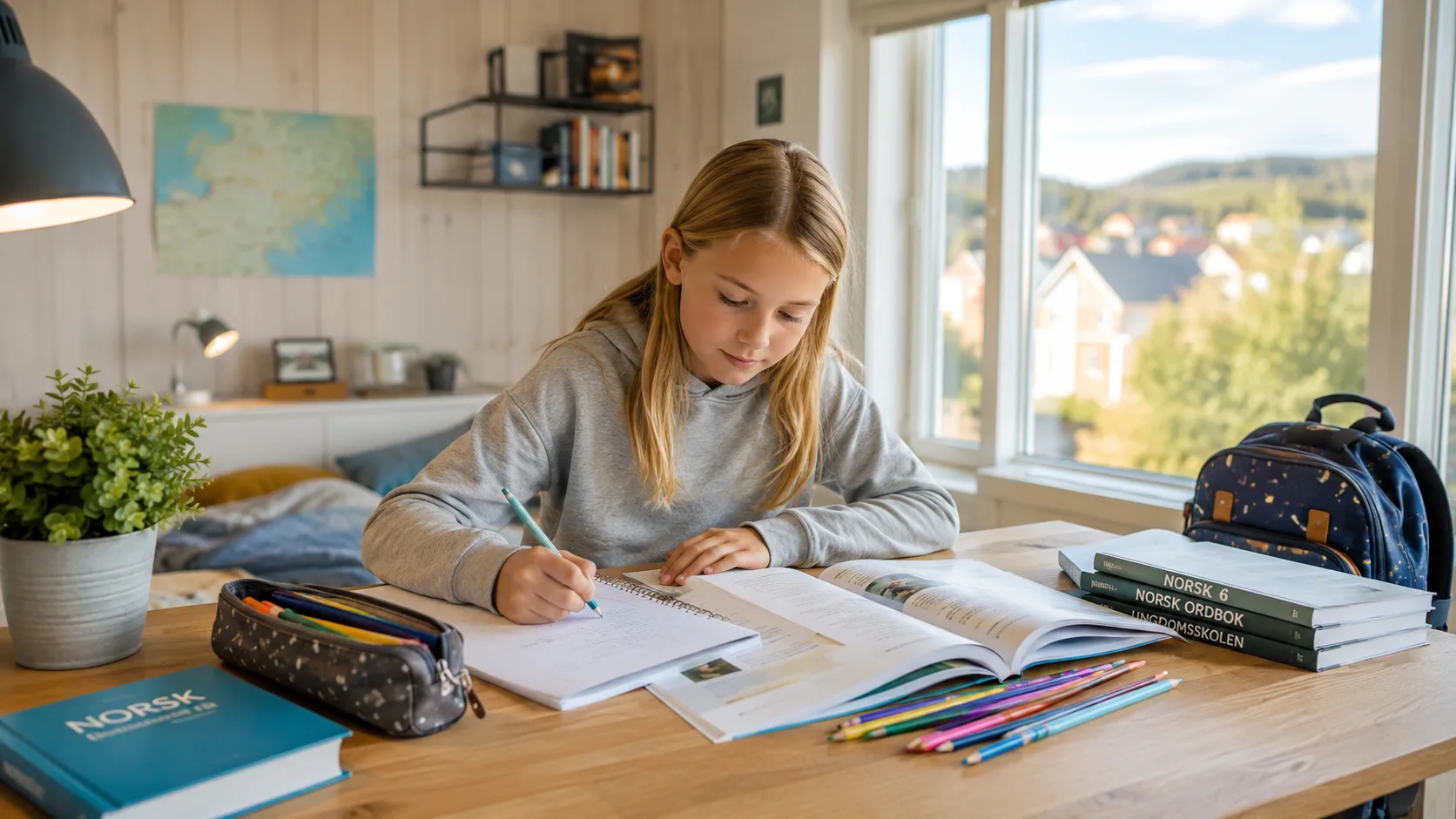 elev på 6. trinn forbereder seg til ungdomsskolen med leselekser