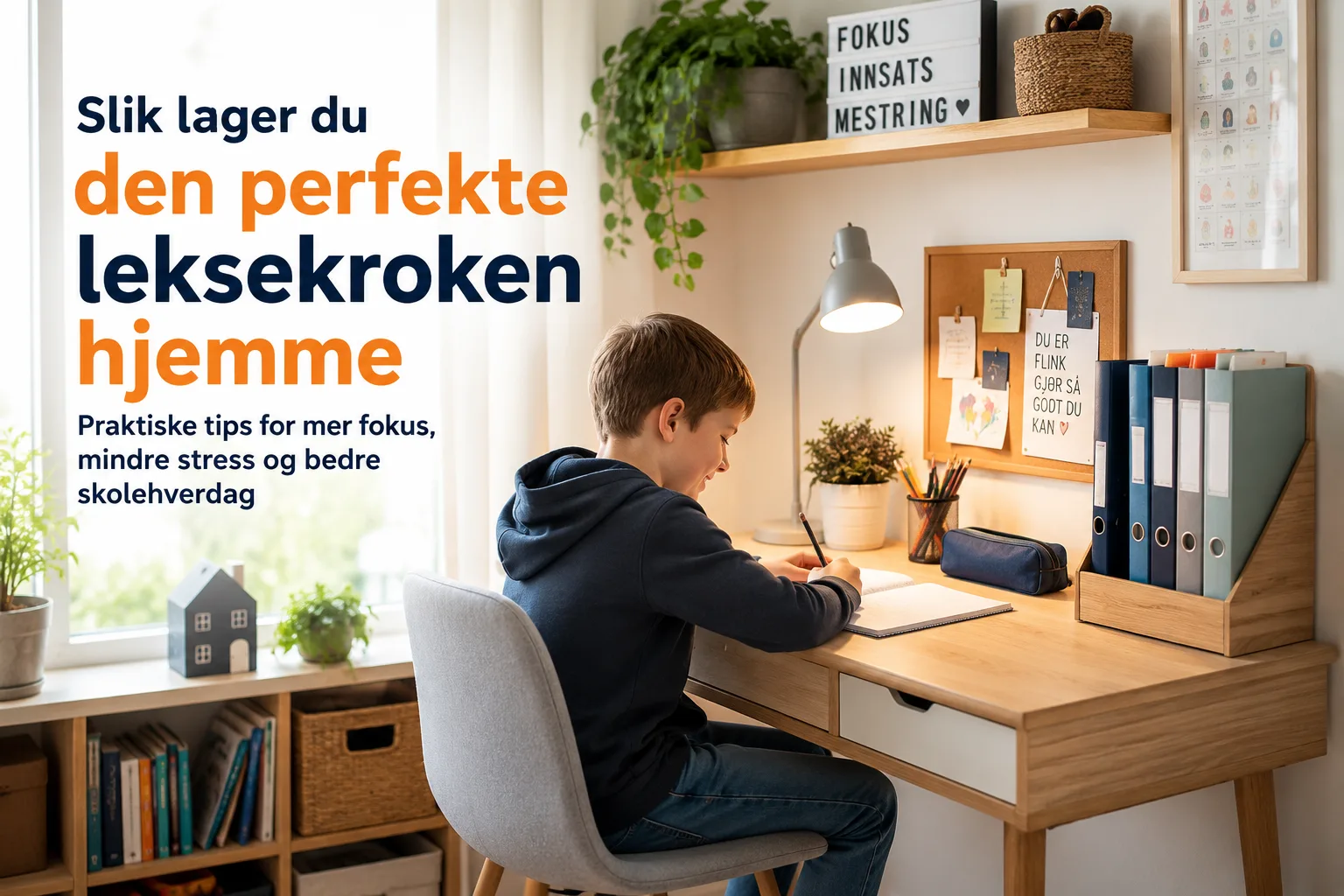 god leksekrok hjemme, lekseplass til barn, skrivebord barnerom, hjelp til lekser, innrede barnerom