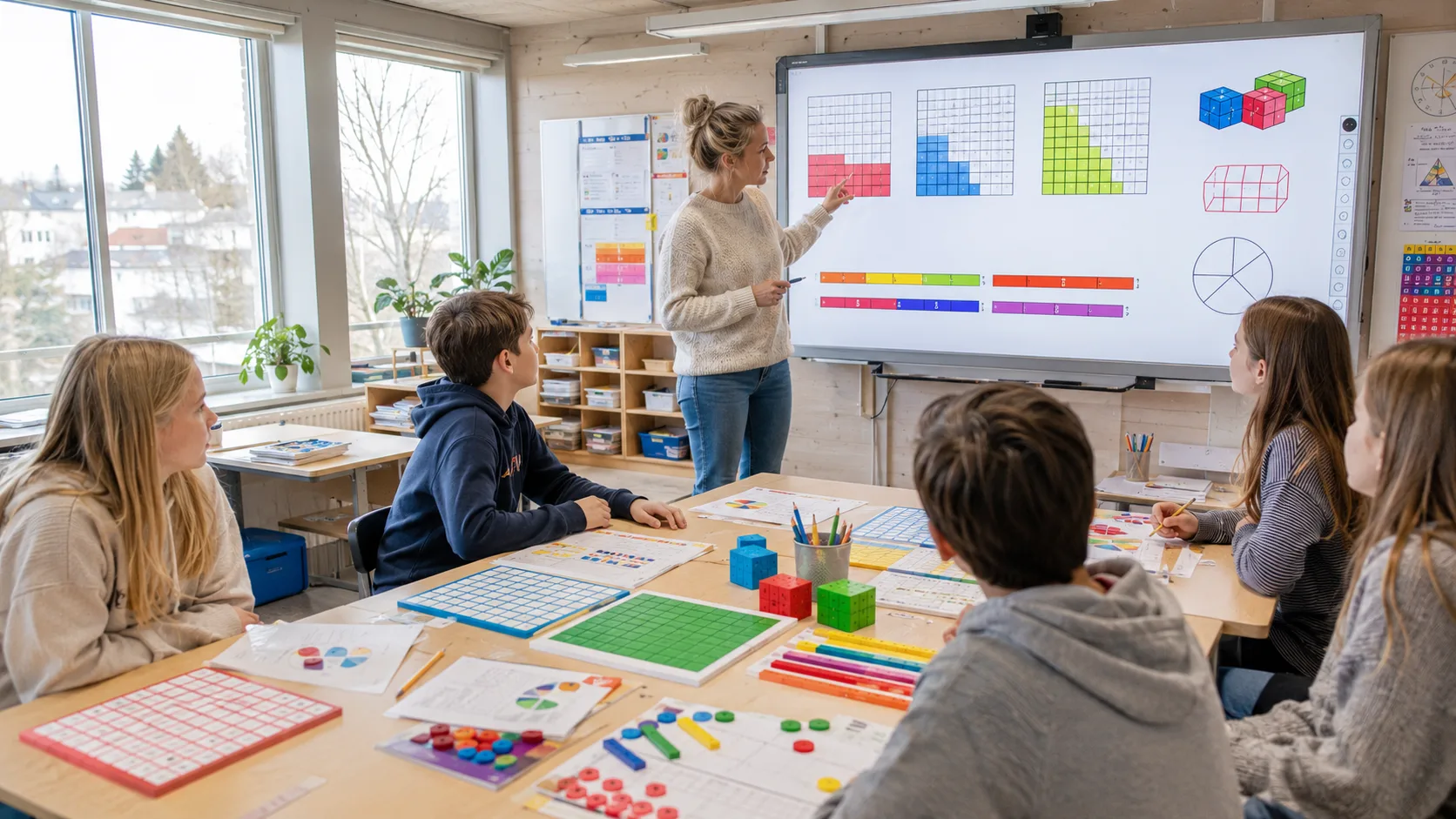 Hundrerrutenett brukt til å lære Multi 6. trinn prosent og forholdstall
