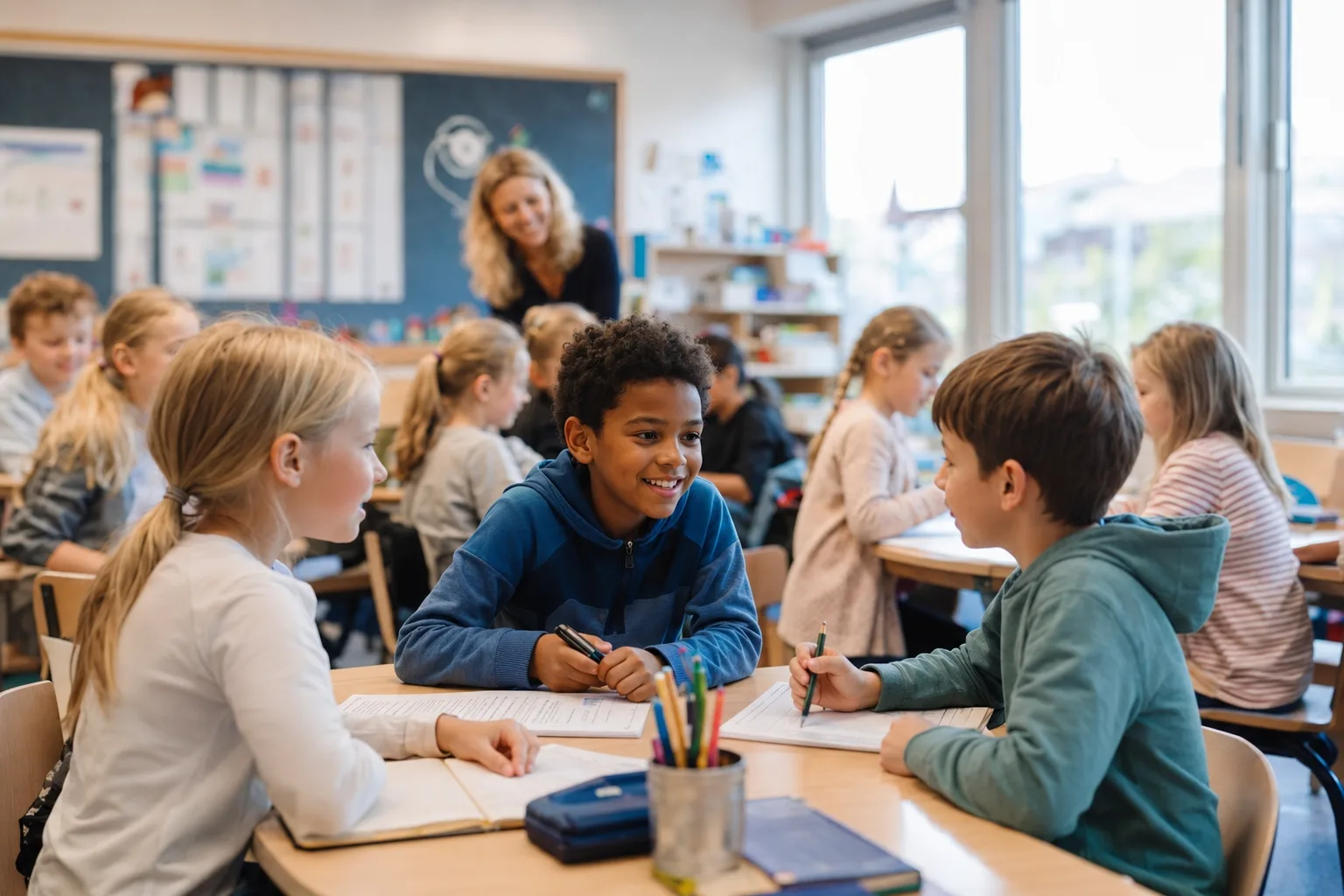illustrasjon av sosiale mål og godt klassemiljø blant barn på andre trinn i norge