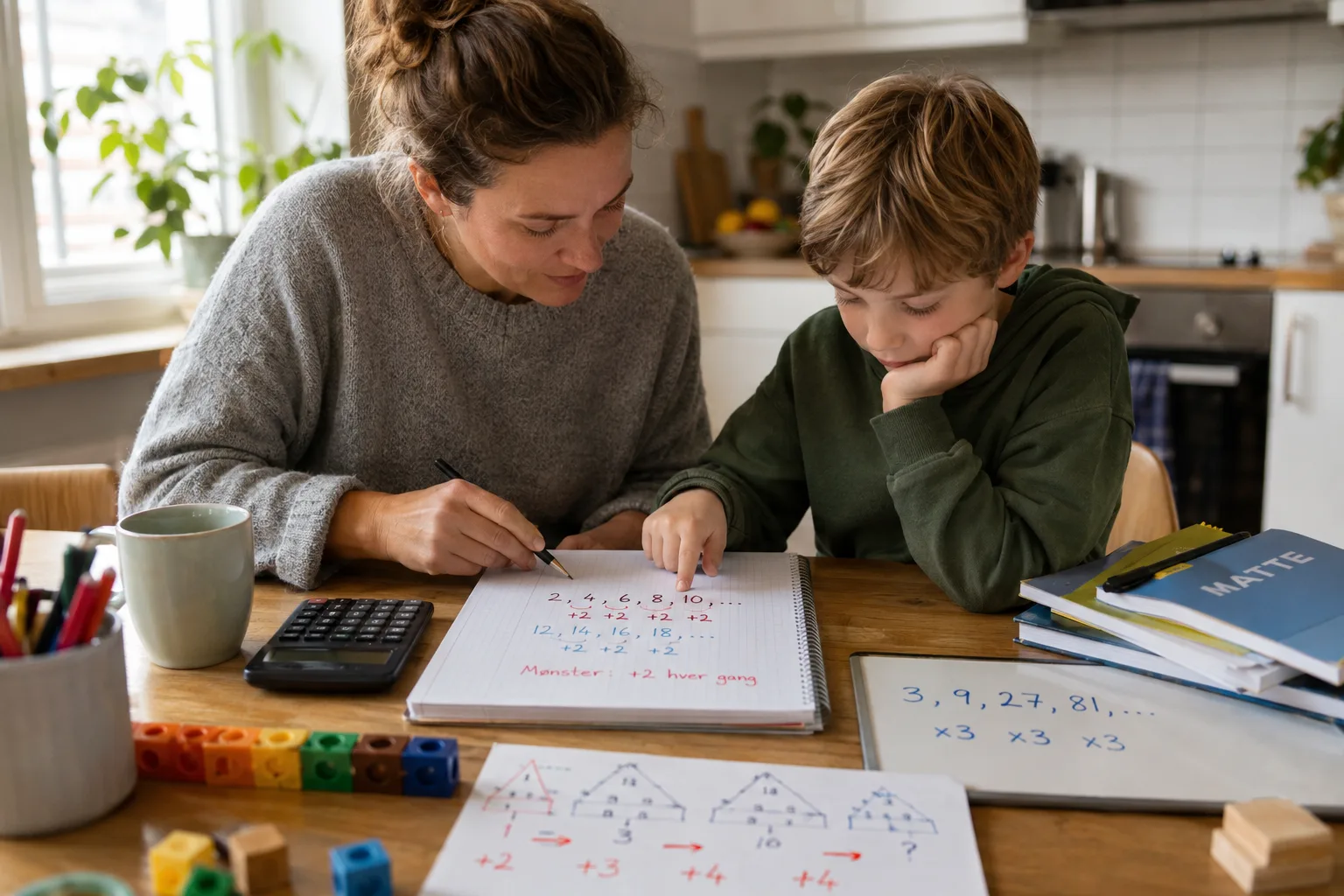 mønster matematikk, mønster i matte, mattehjelp foreldre, tallmønster barn