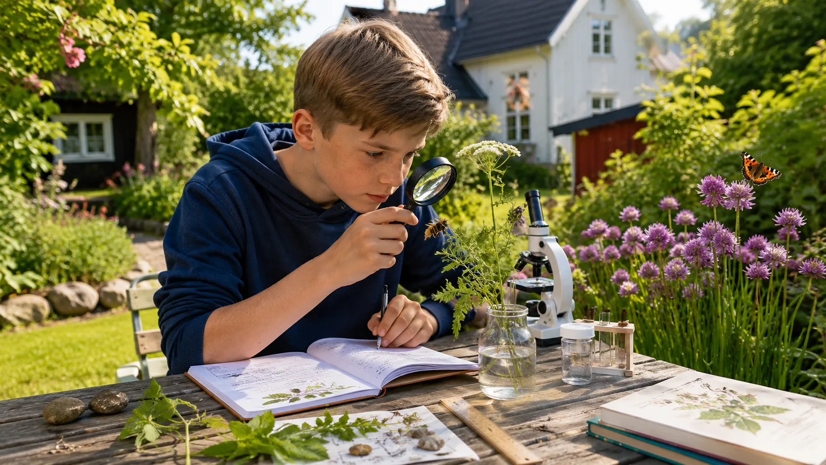 naturfag i hagen som en del av 6. trinn forberedelse til ungdomsskolen