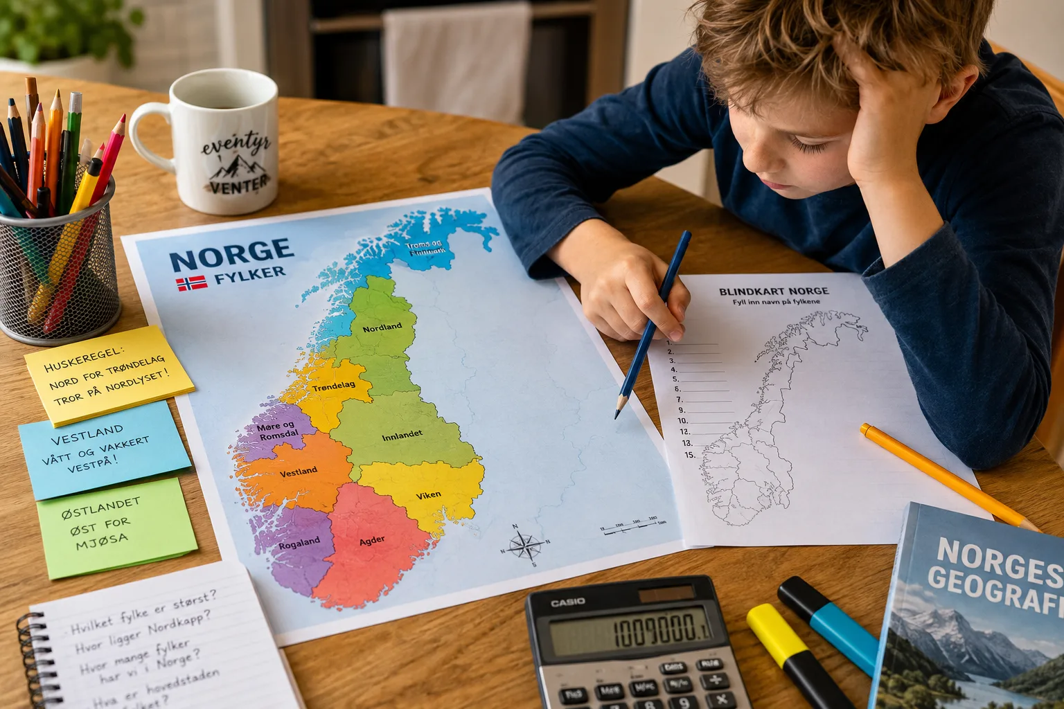 Norgeskart og fylker, pugge fylker i norge, norgeskart barneskole, norges geografi for barn, lære fylkene