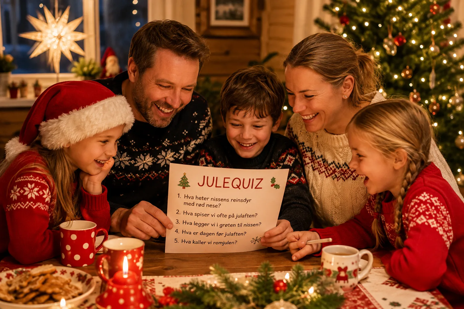 Julequiz for barn, julespørsmål for familien, barnequiz jul, moro i desember, juletradisjoner i Norge